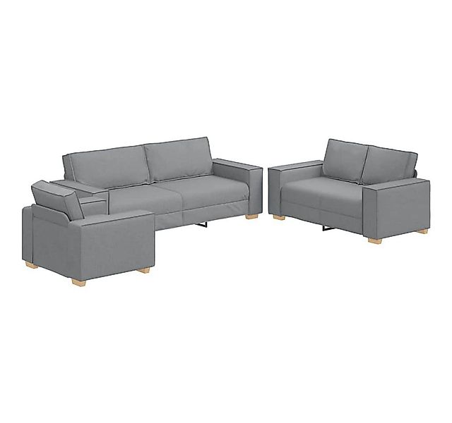 vidaXL Sofa Sofa 3 pcs Hellgrau Leinenmischgewebe, 3 Teile günstig online kaufen