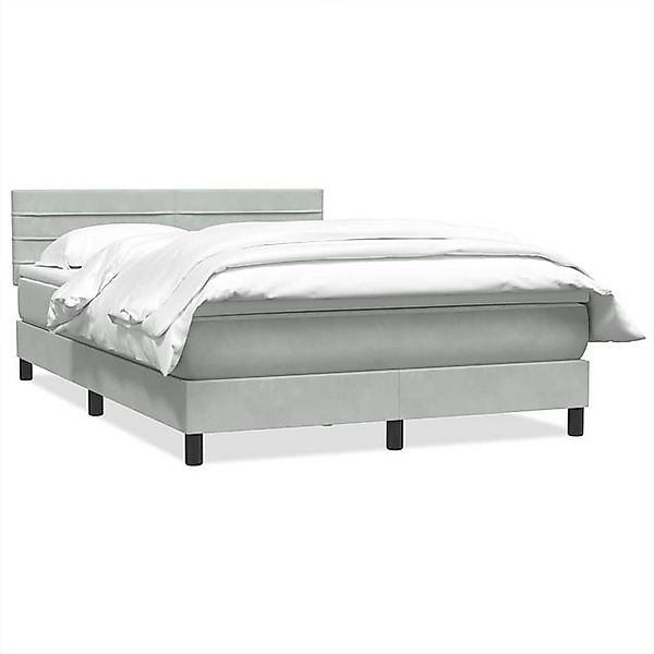vidaXL Boxspringbett, Boxspringbett mit Matratze Hellgrau 140x210 cm Samt günstig online kaufen
