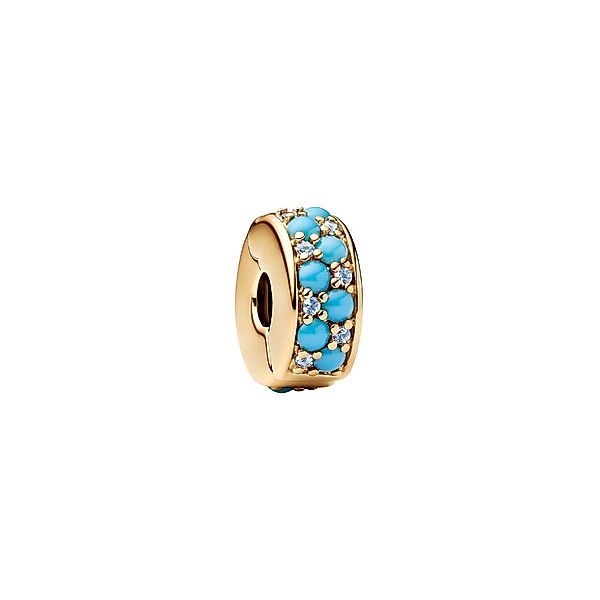 Pandora Charm-Einhänger 763902C01, Clip aquablau vergolde günstig online kaufen