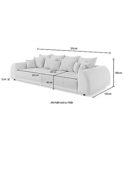 Xlmoebel Sofa Großes XXL-Wohnzimmer-Sofa, 5-Sitzer, 310 cm, Polster-Textil- günstig online kaufen