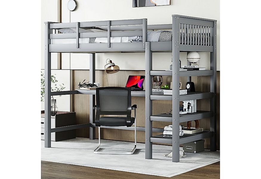 REDOM Kinderbett Multifunktionales Hochbett mit Schreibtisch & Ablagefächer günstig online kaufen