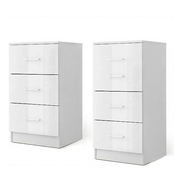 Costway 2er Set Nachttisch mit 3 Schubladen Weiß günstig online kaufen