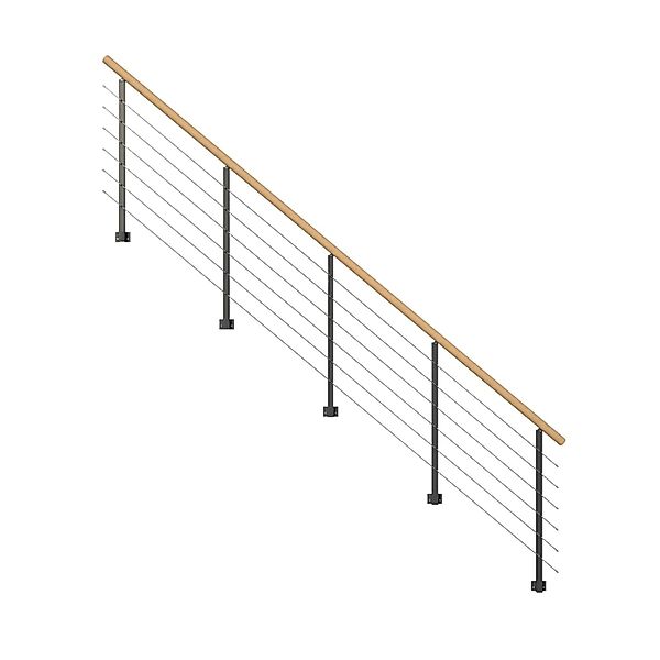StarWood Metallgeländer Kos mit Rundhandlauf Eiche 350 cm Anthrazit FSC® günstig online kaufen