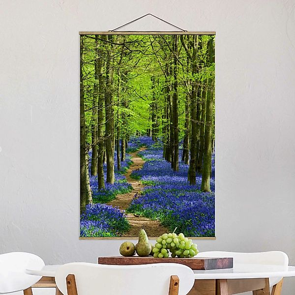 Stoffbild Wald mit Posterleisten - Hochformat Wanderweg in Hertfordshire günstig online kaufen