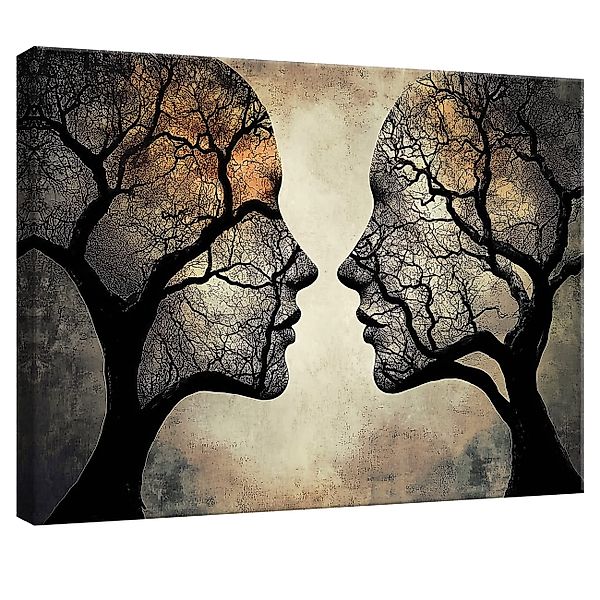Wallarena Leinwandbild Abstrakt Baum Beige Kunst günstig online kaufen