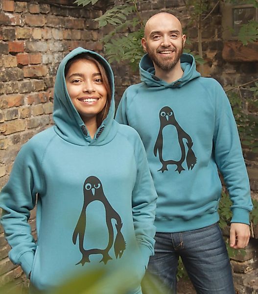 Pinguin Paul - Fair Gehandelter Bio Unisex Hoodie / Kapuzenpulli - Blau günstig online kaufen