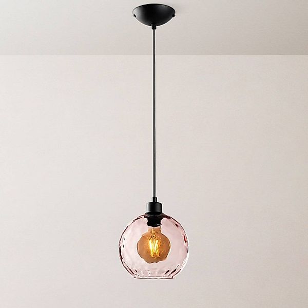 Pendelleuchte Benek, pink, Glas, Ø 20 cm, E27 günstig online kaufen