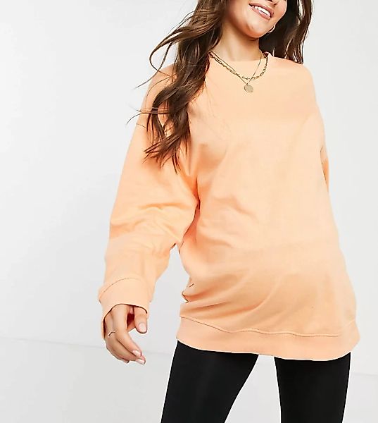 ASOS DESIGN Maternity – Oversize-Sweatshirt aus Bio-Baumwolle in Orange günstig online kaufen