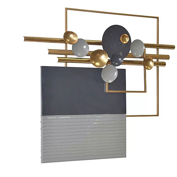 Modernes Metallbild in Schwarz Gold Grau abstraktem Muster günstig online kaufen