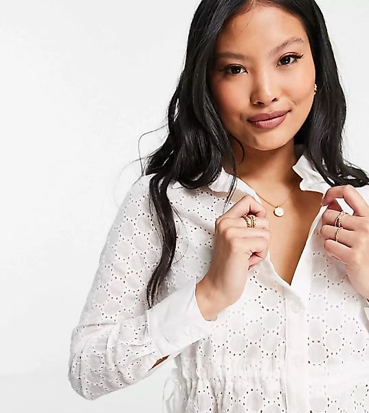 Parisian Petite – Hemd mit elastischer Taille in Weiß günstig online kaufen