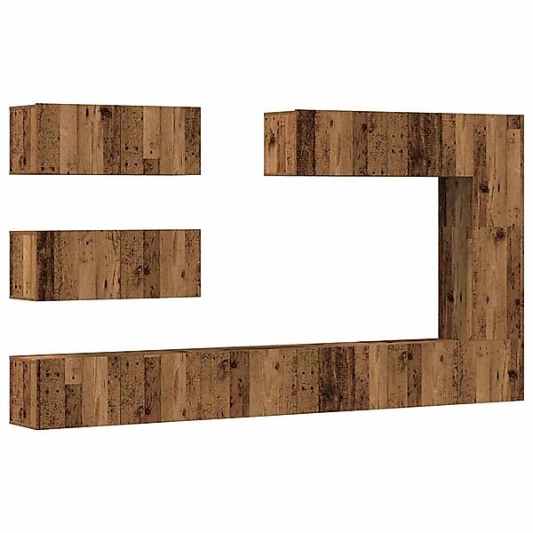 vidaXL 7-Tlg TV-Schrank-Set Wandmontage Altholz-Optik Holzwerkstoff 3329139 günstig online kaufen
