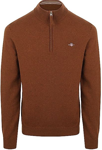 Gant Halfzip-Wollpullover mit Logo Braun - Größe XXL günstig online kaufen