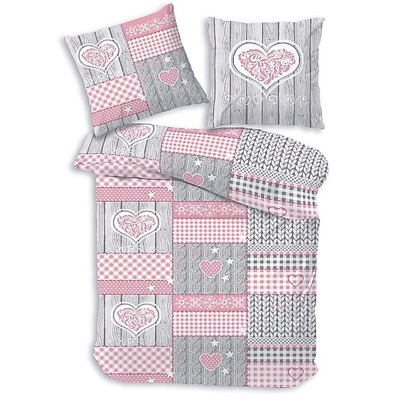 Träumschön Bettwäsche Premium Biber 135x200 cm oder 155x220 cm, Herz im Okt günstig online kaufen