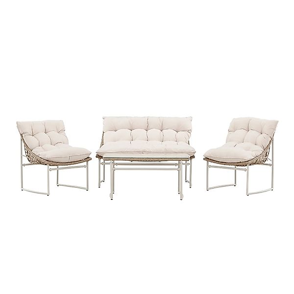 ebuy24 Tina Loungeset 1 Couchtisch 1 Sofa 2 Stühle Beige Tisch cm H45xB50xT günstig online kaufen