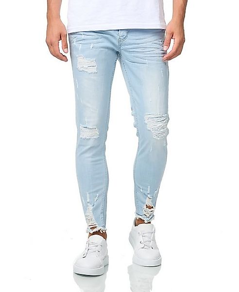 Denim House Skinny-fit-Jeans Lässige Herren Jeans im Drestroyed Look Hellbl günstig online kaufen