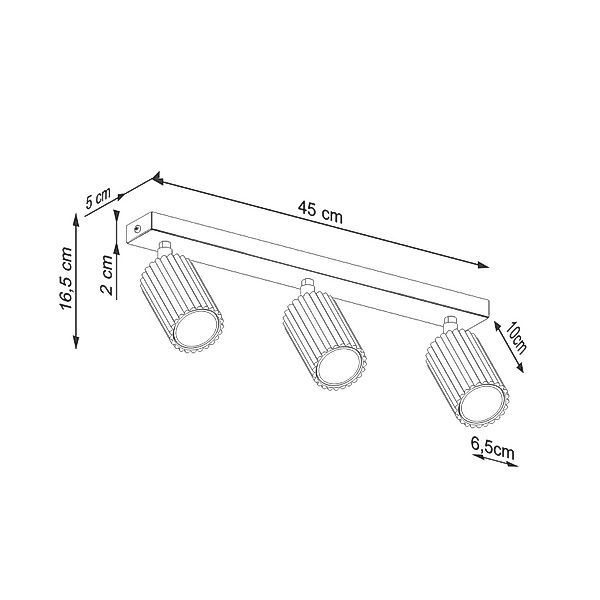 Deckenstrahler Karbon, schwarz, Länge 45 cm, Alu, 3-flg. günstig online kaufen