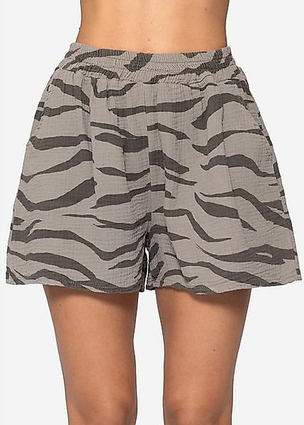SASSYCLASSY Shorts Musselin Sommer Hose Damen kurz mit Leo-Print Lockere Mu günstig online kaufen