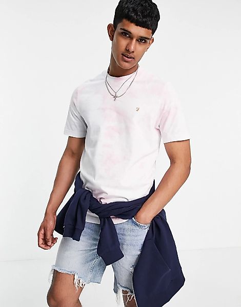 Farah – Clearwater – T-Shirt aus Bio-Baumwolle mit rosa Batikmuster günstig online kaufen
