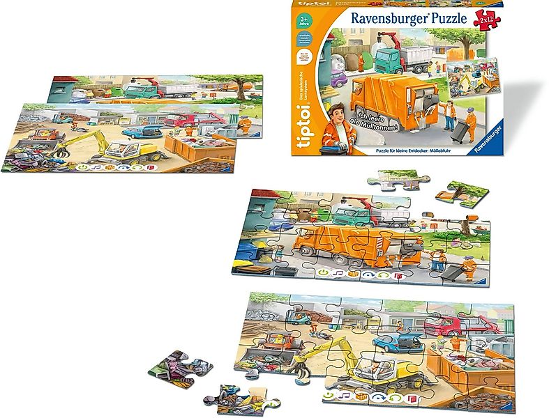 Ravensburger Puzzle tiptoi® Puzzle für kleine Entdecker: Müllabfuhr, 12 Puz günstig online kaufen