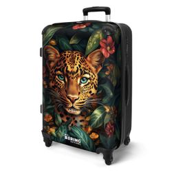 NoBoringSuitcases.com© Hartschalen-Trolley Leopard zwischen tropischen Blum günstig online kaufen