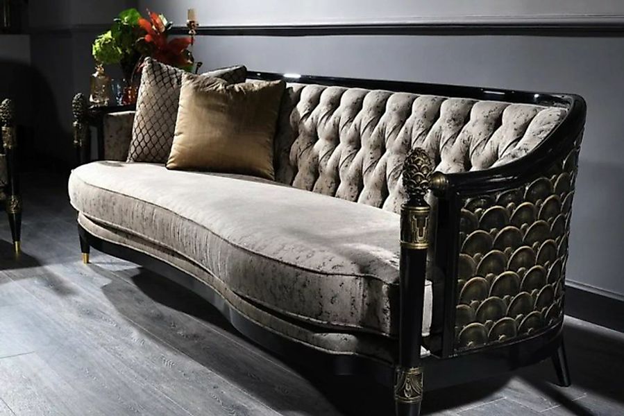Casa Padrino Chesterfield-Sofa Luxus Barock Chesterfield Sofa Silbergrau / günstig online kaufen