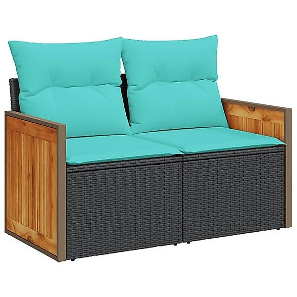 vidaXL Loungesofa Gartensofa mit Kissen 2-Sitzer Schwarz Poly Rattan günstig online kaufen