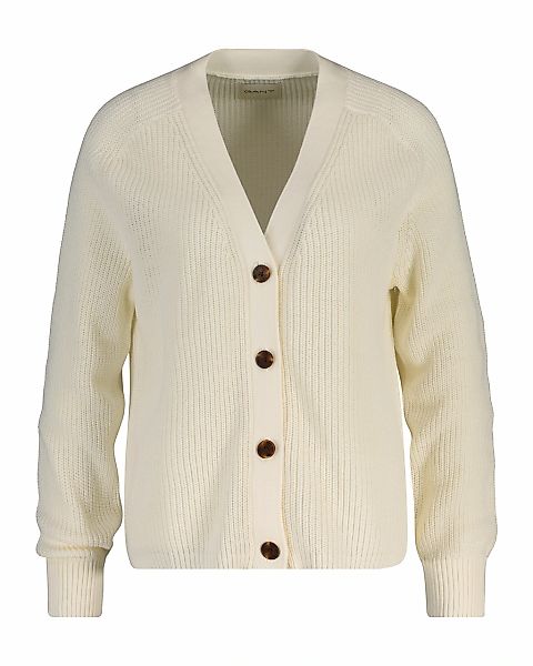 Gant Cardigan "RIBBED KNIT COTTON" Regular fit mit V-Ausschnitt günstig online kaufen