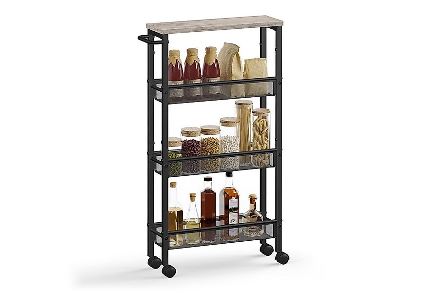 VASAGLE Beistellwagen, Rollwagen 4 Ebenen, Küchenwagen schmal, Nischenregal günstig online kaufen