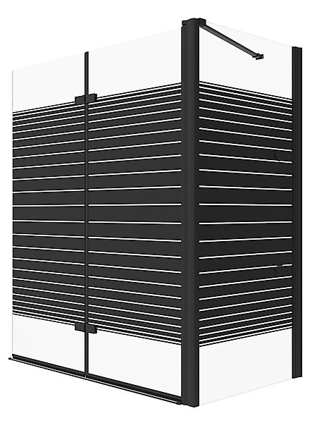 AQUABATOS Badewannenaufsatz Eck Glas mit Seitenwand schwarz 70x80 70x120cm, günstig online kaufen