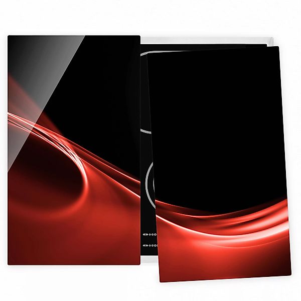 2-teilige Herdabdeckplatte Glas Red Wave günstig online kaufen