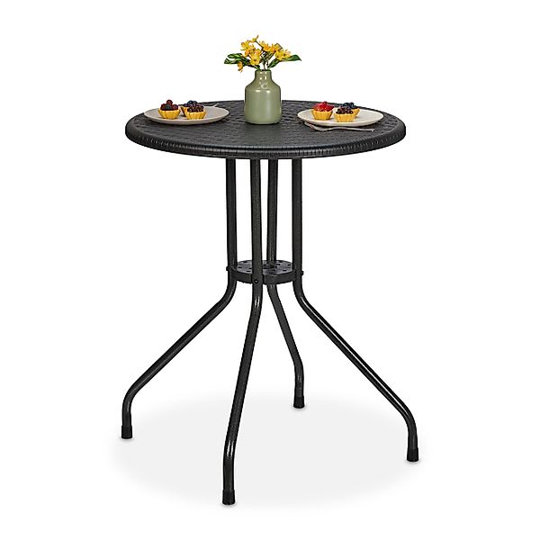 relaxdays Gartentisch Runder Gartentisch in Rattanoptik, günstig online kaufen