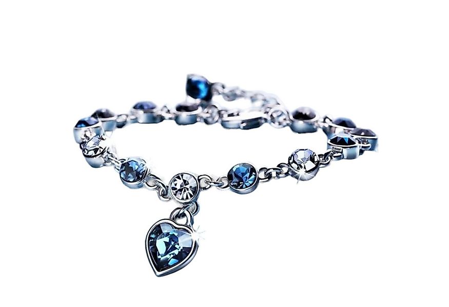 Eyecatcher Armkette Herzglanz – Edelstahl-Armband mit blauen und weißen Str günstig online kaufen