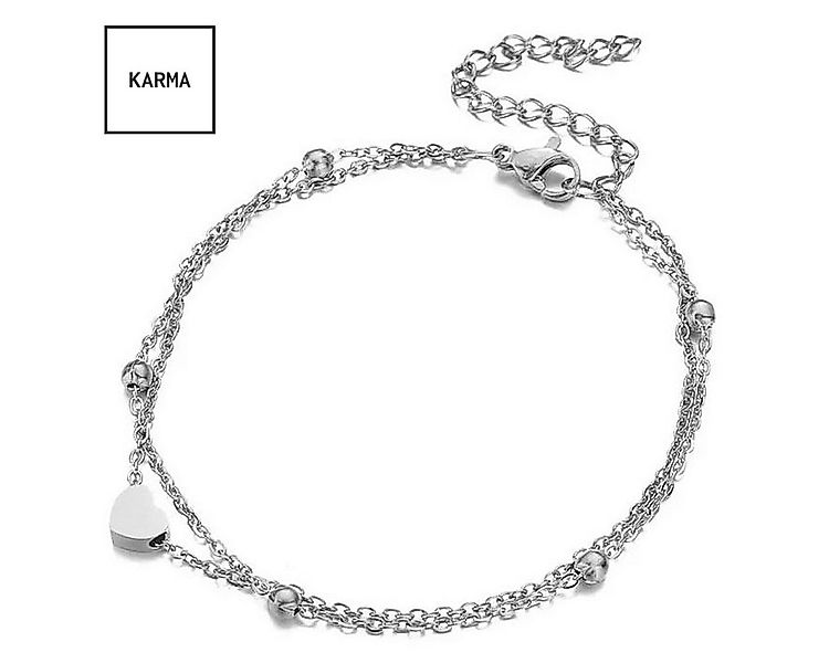 KARMA Fußkette mit Anhänger Fußkettchen mit Herz Anhänger silber Fusskette günstig online kaufen