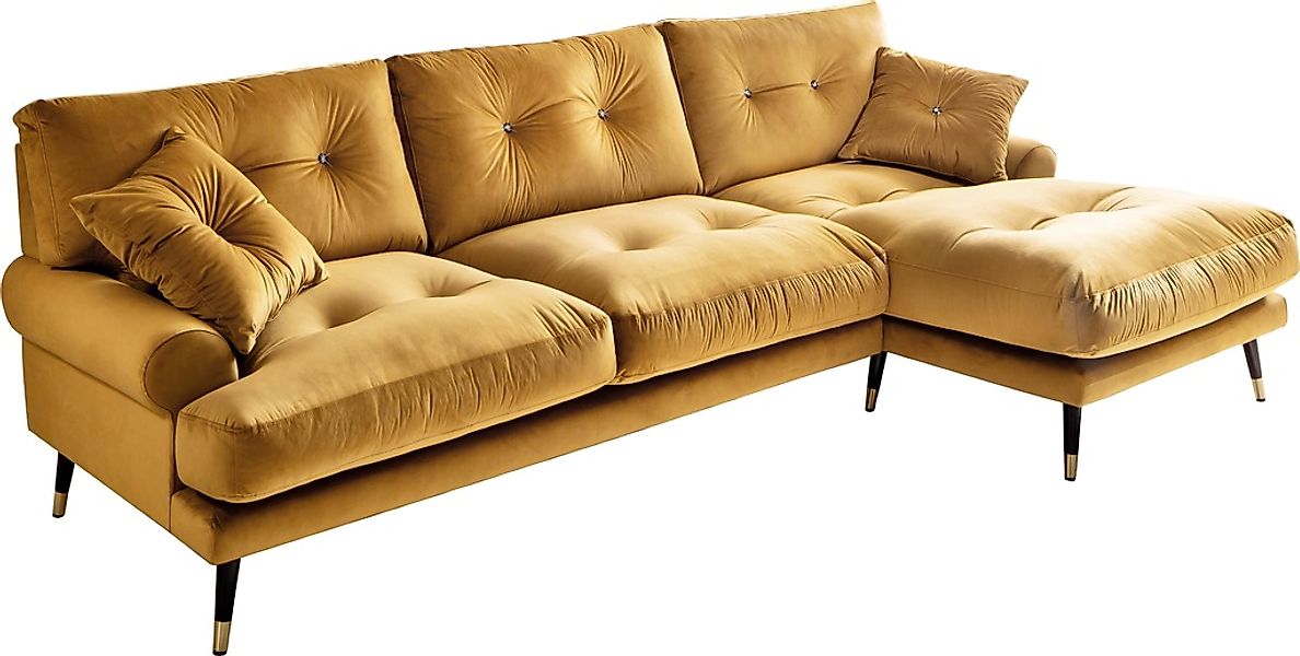 Trends by HG Ecksofa »Samir L-Form«, mit Strasssteinen und goldfarben Appli günstig online kaufen