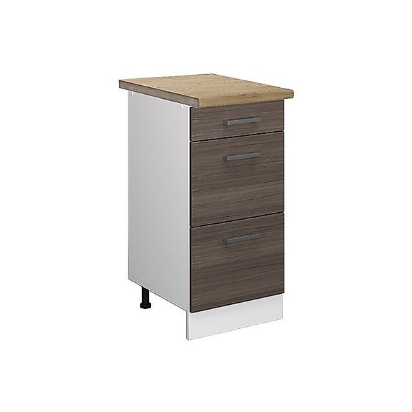 Vicco Küchenunterschrank R-Line Grau/Weiß 40 cm mit Schubladen AP Anthrazit günstig online kaufen