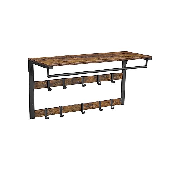 Vasagle Wandgarderobe mit Ablage 30 cm x 80 cm x 42 cm Braun-Schwarz günstig online kaufen