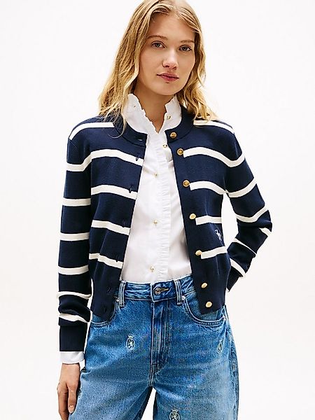 Tommy Hilfiger Strickjacke CO FULL NEEDLE C-NK CARDI mit Logo-Stickerei günstig online kaufen