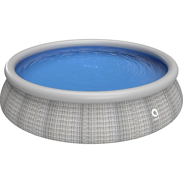 Avenli Prompt Set Gartenpool Rund Ø 450 x 84 cm Rattan Grau mit Reparaturau günstig online kaufen