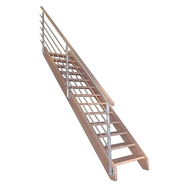 Treppe Mykonos Pro Buche Gerade 80 cm Design-Geländer-Holzstäbe FSC® günstig online kaufen