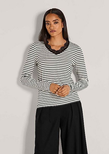 MADELEINE Langarmshirt Glamouröses Streifenshirt mit V-Ausschnitt V-Ausschn günstig online kaufen