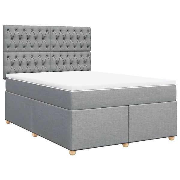 vidaXL Boxspringbett mit Matratze Hellgrau 160x200 cm Stoff 3291338 günstig online kaufen