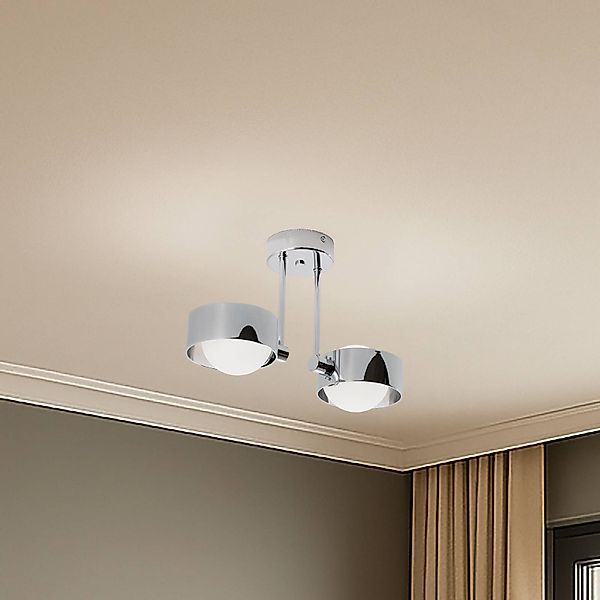 Deckenleuchte Mado, Stahl chromfarben, Glas opal, 2-flammig günstig online kaufen