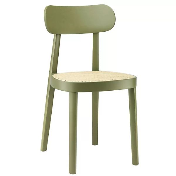 Thonet - 118 Stuhl mit Rohrgeflecht - olivgrün RAL 6003/Rohrgeflecht mit Ne günstig online kaufen
