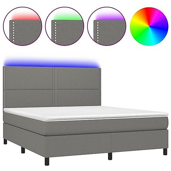 vidaXL Boxspringbett Boxspringbett mit Matratze LED Dunkelgrau 180x200 cm S günstig online kaufen