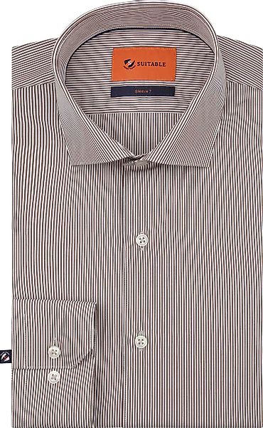 Suitable Twill Hemd Extra Long Sleeves Streifen Braun - Größe 39 günstig online kaufen
