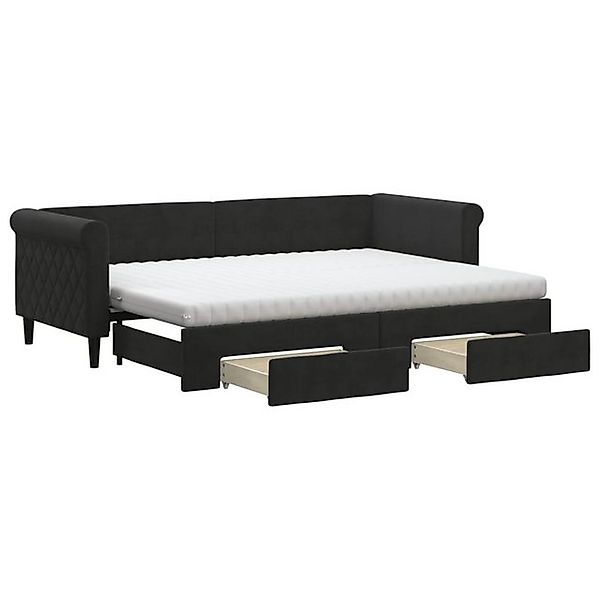vidaXL Bett, Tagesbett Ausziehbar mit Schubladen Schwarz 80x200 cm Samt günstig online kaufen