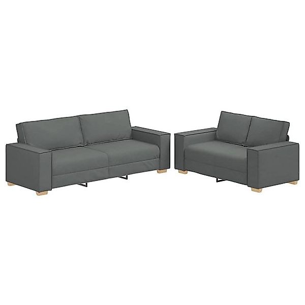 vidaXL Sofa 2-tlg. Sofagarnitur mit Kissen Dunkelgrau Stoff günstig online kaufen