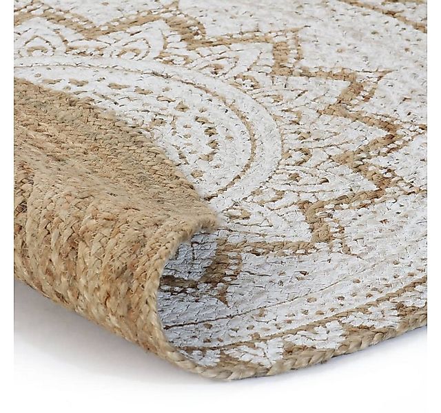 furnicato Teppich Jute Geflochten Bedruckt 120 cm Rund, 120 cm günstig online kaufen