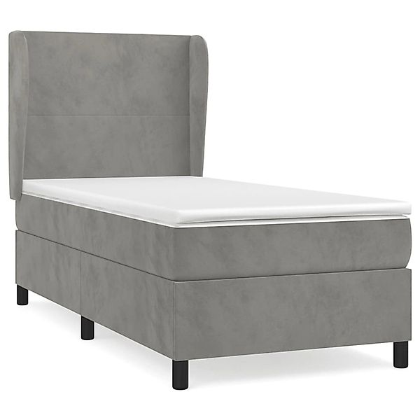 vidaXL Boxspringbett mit Matratze Hellgrau 80x200 cm Samt1372926 günstig online kaufen