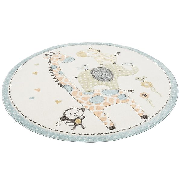 Pergamon Kinderteppich Kinder Teppich Maui Kids Safari Tiere Bunt Rund, Run günstig online kaufen